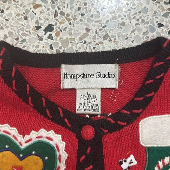 Red green holiday Christmas cardigan sweater charms Large L patches - Picture 4 of 7